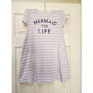 Mermaid for Life girls Medium cat & jack pink white striped pullover dress mini